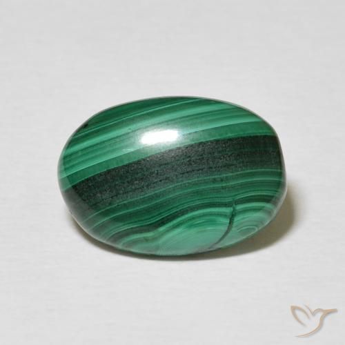 3.85ct 天然 ダークグリーン マラカイト, 楕円形, オペーク
