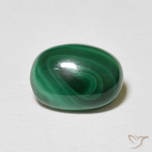 3.34ct 天然 ミディアムグリーン マラカイト, 楕円形, オペーク