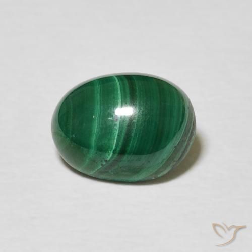 2.59ct 天然 ミディアムグリーン マラカイト, 楕円形, オペーク