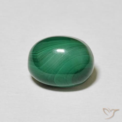 5.16ct 天然 ミディアムグリーン マラカイト, 楕円形, オペーク