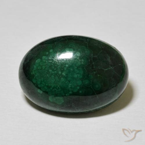 15.28ct 天然 ダークグリーン マラカイト, 楕円形, オペーク