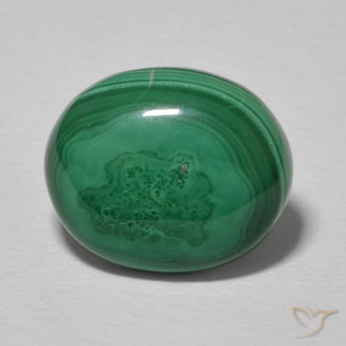 5.17ct 天然 ミディアムグリーン マラカイト, 楕円形, オペーク