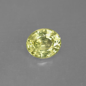 1.27カラットの天然黄色がかった緑マリガーネット（7.2×6.1 mm・オーバルカット）