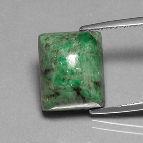 15.19カラットの天然グリーンマウシットシット（14.6×11.8 mm・バゲット）