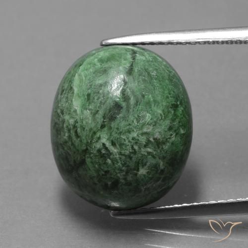 15.03ct 天然 ミディアムグリーン モーシットシット, 楕円形, オペーク