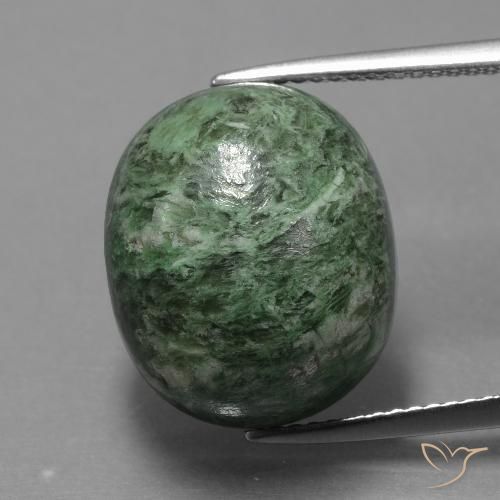 17.19ct 天然 アーシーグリーン モーシットシット, 楕円形, オペーク