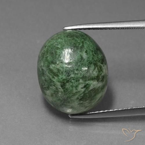 14.41ct 天然 ミディアムグリーン モーシットシット, 楕円形, オペーク