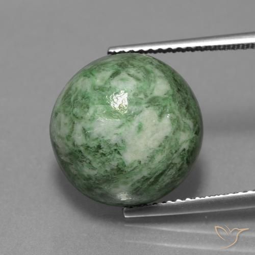 11.85ct 天然 ウォームモスグリーン マウ・シット・シット, ラウンド, オペーク
