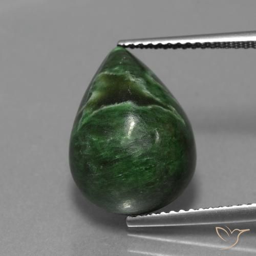 9.44カラットの天然ダークグリーンマウシットシット（15.3×11.4 mm・洋梨の形）
