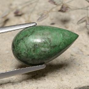 4.77カラットの天然グリーンモーシットシット、洋梨の形、オペーク