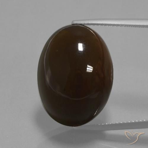 32.69ct 天然 ダークブラウン ムーンストーン, 楕円形, オペーク