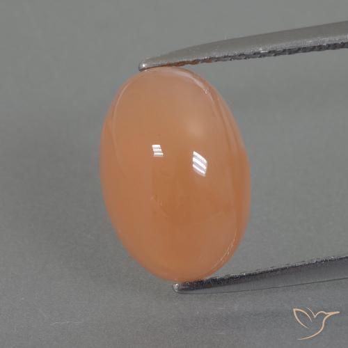 4.99ct 天然 ミディアムオレンジ ムーンストーン, 楕円形, 半透明