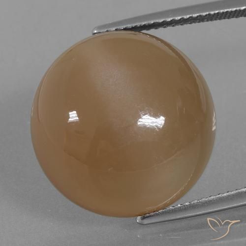 21.98ct 天然 オレンジがかったブラウン ムーンストーン, ラウンド, 半透明