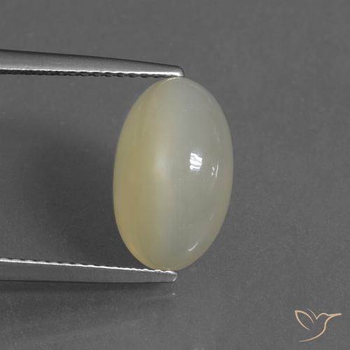 4.97ct 天然 ライトイエロー ムーンストーン, 楕円形, 半透明
