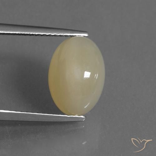 4.88ct 天然 ライトイエロー ムーンストーン, 楕円形, 半透明