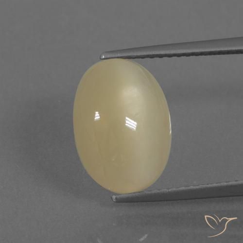 5.04ct 天然 クリーム色 ムーンストーン, 楕円形, 半透明