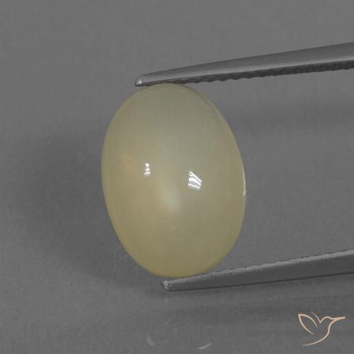 5.18ct 天然 ライトイエロー ムーンストーン, 楕円形, 半透明