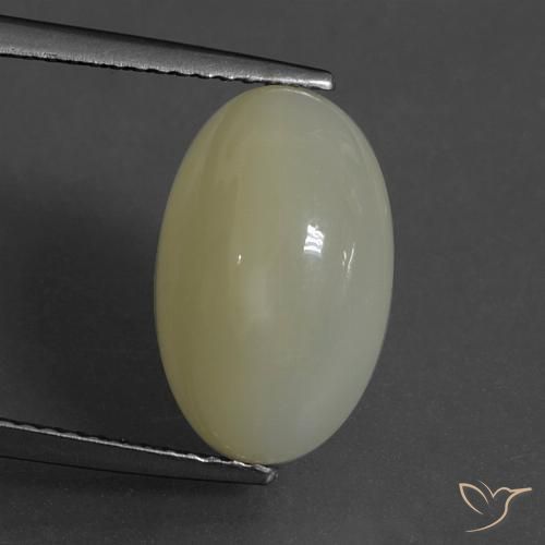 7.00ct 天然 緑ががかったイエロー ムーンストーン, 楕円形, 半透明