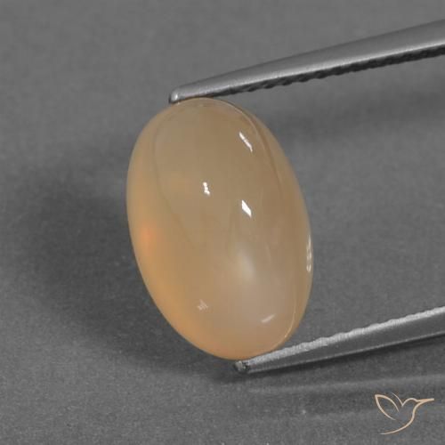 5.30ct 天然 カンタロープオレンジ ムーンストーン, 楕円形, 半透明