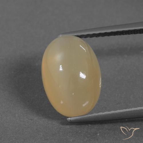 5.46ct 天然 薄いピーチゴールデン ムーンストーン, 楕円形, 半透明
