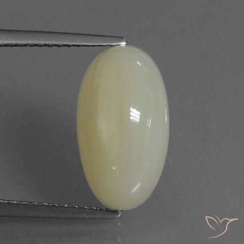 6.36ct 天然 灰色がかった黄緑 ムーンストーン, 楕円形, 半透明