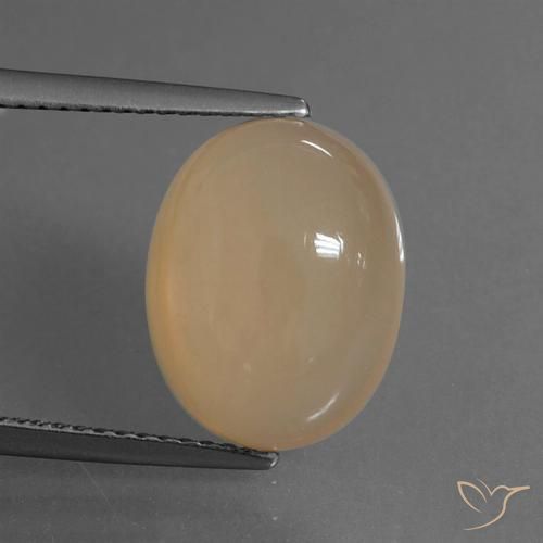 6.15ct 天然 カンタロープオレンジ ムーンストーン, 楕円形, 半透明