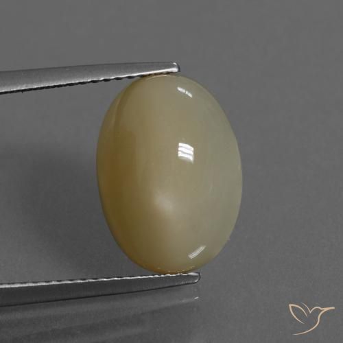 6.43ct 天然 薄いイエローブラウン ムーンストーン, 楕円形, 半透明