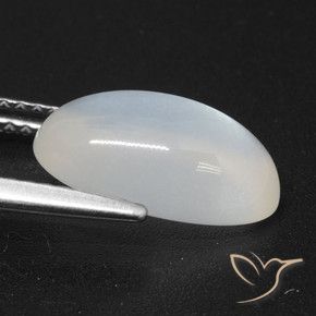 3.24カラットの天然半透明ホワイトムーンストーン、オーバルカット、半透明