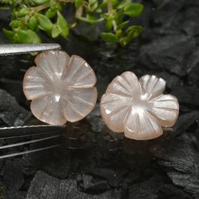 3.50カラットの天然非常に薄い茶色ムーンストーン（9.4×9.2 mm・フラワーカット）