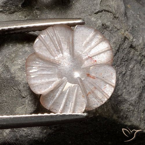 4.07ct 天然 ニュートラルブラウン ムーンストーン, フラワーカット, 半透明