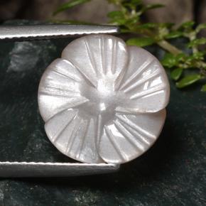 6.52カラットの天然非常に薄い茶色ムーンストーン、フラワーカット、半透明