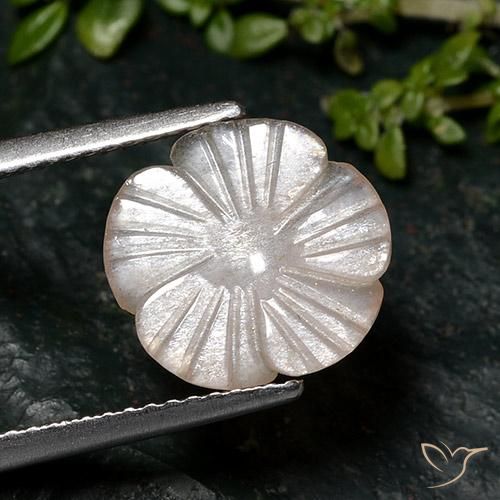 2.46ct 天然 薄いピーナッツブラウン ムーンストーン, フラワーカット, 半透明