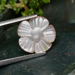 2.64カラットの天然ライトオレンジムーンストーン、フラワーカット、半透明