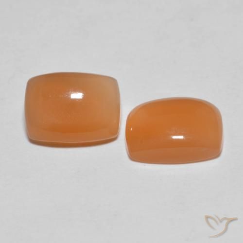 2.64ctw 天然 赤みがかったオレンジ ムーンストーン, クッション, 半透明
