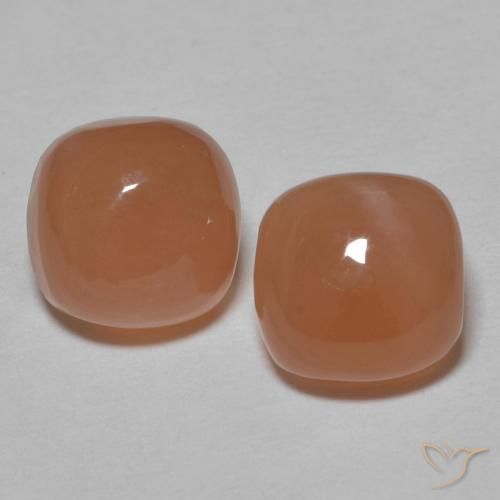 3.58ctw 天然 濃いピーチ ムーンストーン, クッション, 半透明