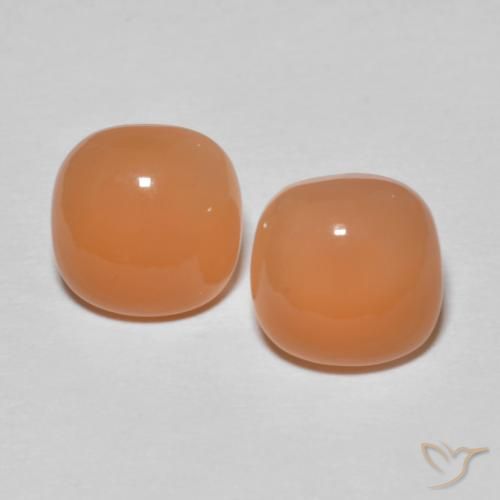 3.52ctw 天然 薄い赤みがかったオレンジ ムーンストーン, クッション, 半透明
