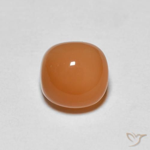 1.29ct 天然 ウォームアプリコットオレンジ ムーンストーン, クッション, 半透明