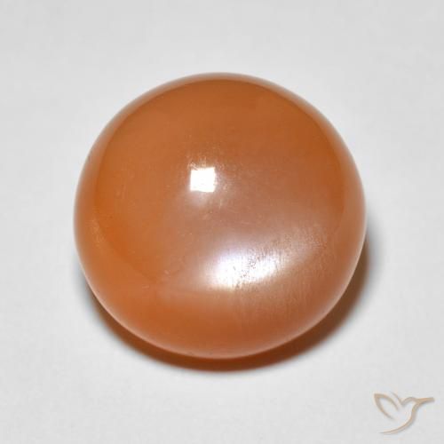 5.15ct 天然 ウォームアプリコットオレンジ ムーンストーン, ラウンド, オペーク