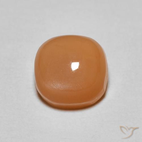 1.13ct 天然 ウォームアプリコットオレンジ ムーンストーン, クッション, 半透明