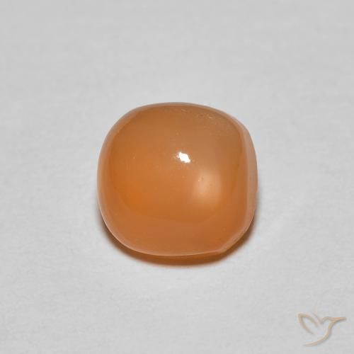 1.18ct 天然 ウォームアプリコットオレンジ ムーンストーン, クッション, 半透明