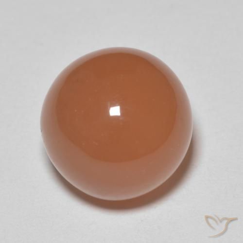 5.21ct 天然 赤みがかったオレンジ ムーンストーン, ラウンド, 半透明