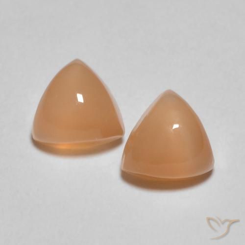 1.25ctw 天然 カンタロープオレンジ ムーンストーン, トリリオン, 半透明