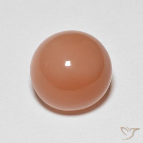 5.37ct 天然 薄い赤みがかったオレンジ ムーンストーン, ラウンド, 半透明