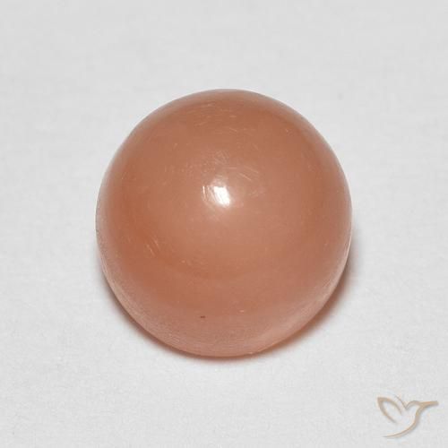 1.30ct 天然 カンタロープオレンジ ムーンストーン, ラウンド, 半透明