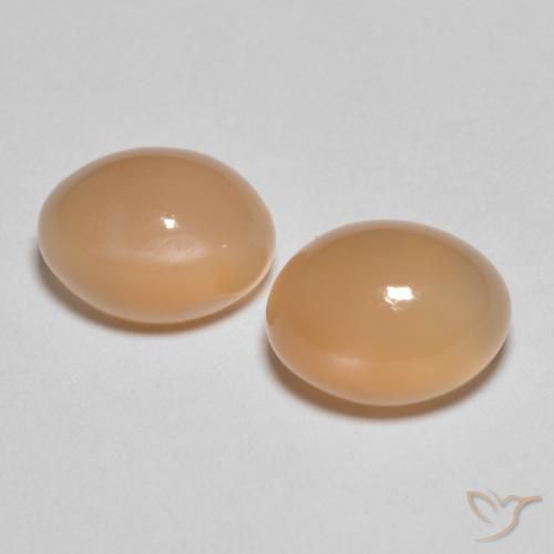 2.86ctw 天然 Medium Light-Orange ムーンストーン, 楕円形, 半透明