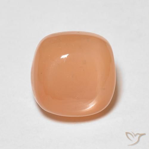 1.54ct 天然 カンタロープオレンジ ムーンストーン, クッション, 半透明