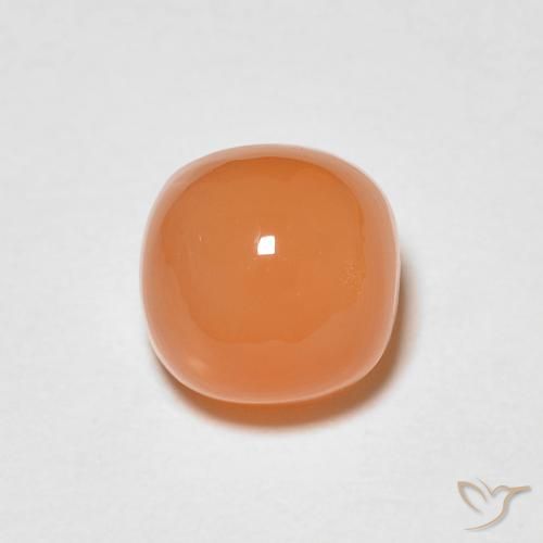 1.37ct 天然 ウォームアプリコットオレンジ ムーンストーン, クッション, 半透明