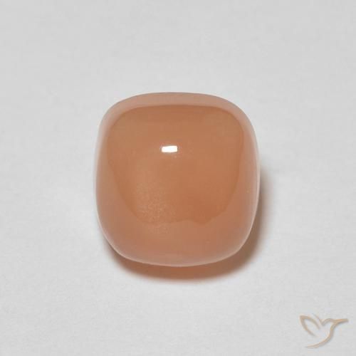 1.13ct 天然 カンタロープオレンジ ムーンストーン, クッション, 半透明