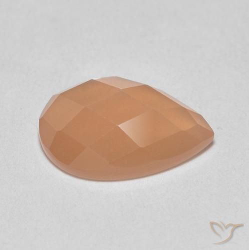 1.07カラットの天然Medium Light-Orangeムーンストーン、洋梨の形、半透明