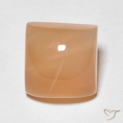 2.56ct 天然 カンタロープオレンジ ムーンストーン, 四角形, 半透明
